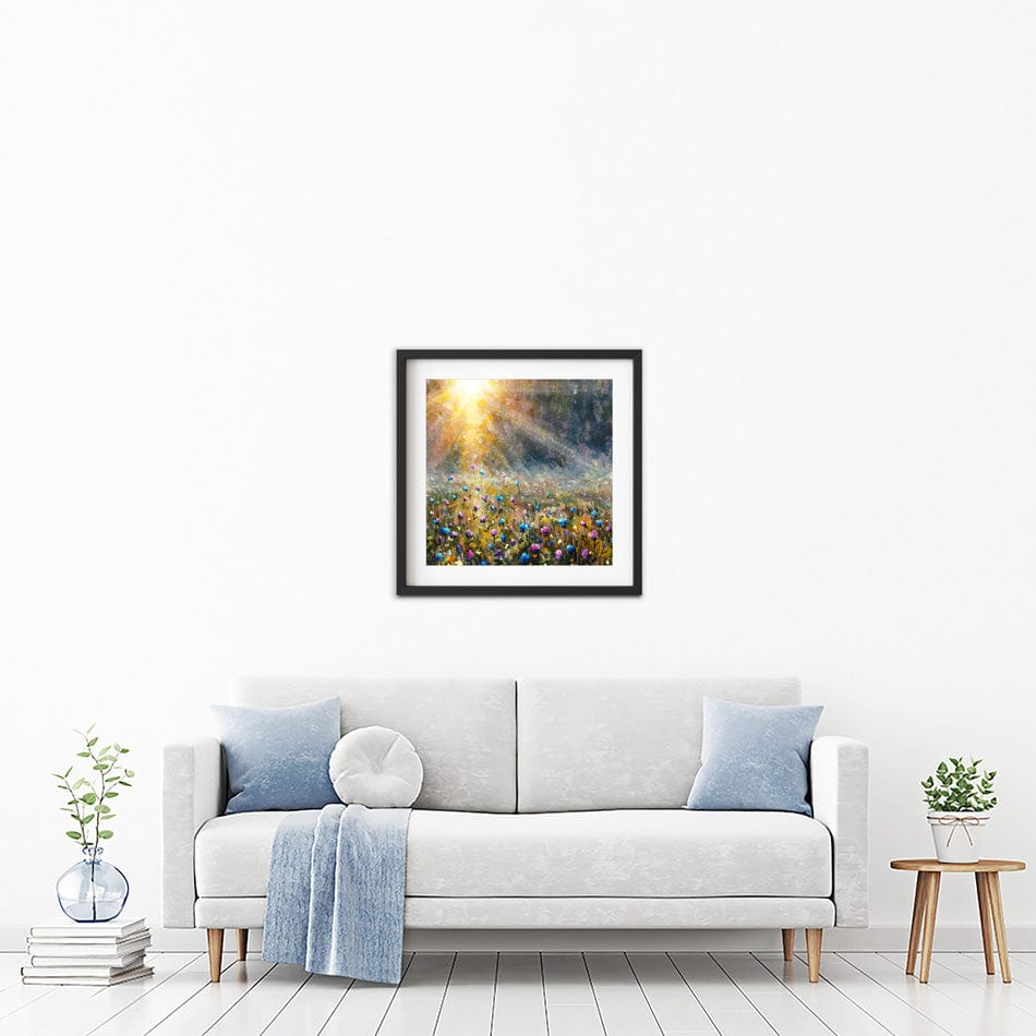 Wildflower Field At Sunrise Square Framed Art Print wall art product Valery Rybakow / Shutterstock