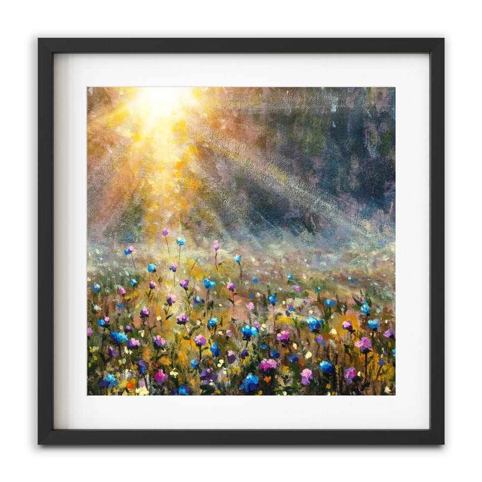 Wildflower Field At Sunrise Square Framed Art Print wall art product Valery Rybakow / Shutterstock