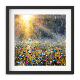 Wildflower Field At Sunrise Square Framed Art Print wall art product Valery Rybakow / Shutterstock