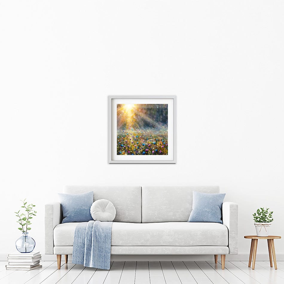 Wildflower Field At Sunrise Square Framed Art Print wall art product Valery Rybakow / Shutterstock