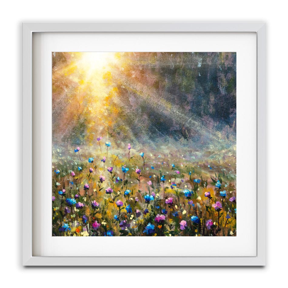 Wildflower Field At Sunrise Square Framed Art Print wall art product Valery Rybakow / Shutterstock