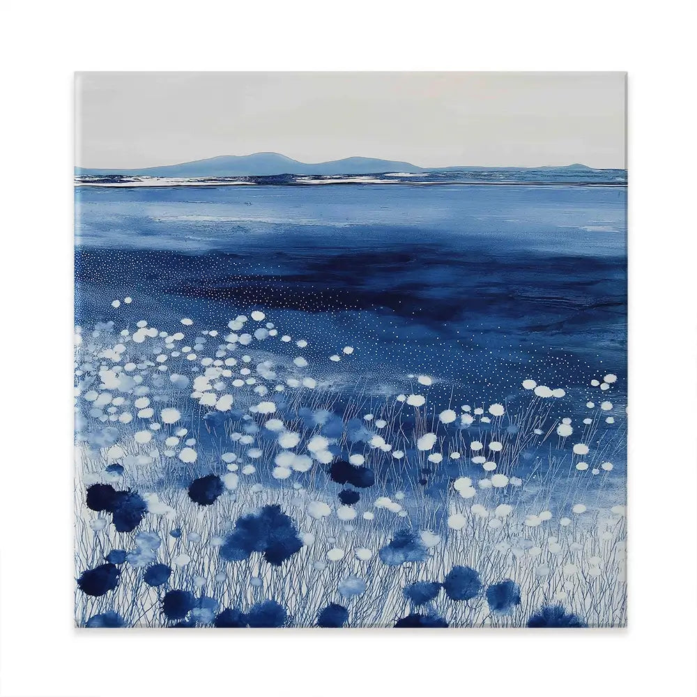 Wildflowers And Distant Mountains Square Canvas Print Wildflowers And Distant Mountains Square Canvas Print wall art product Chromatic Storm Studio