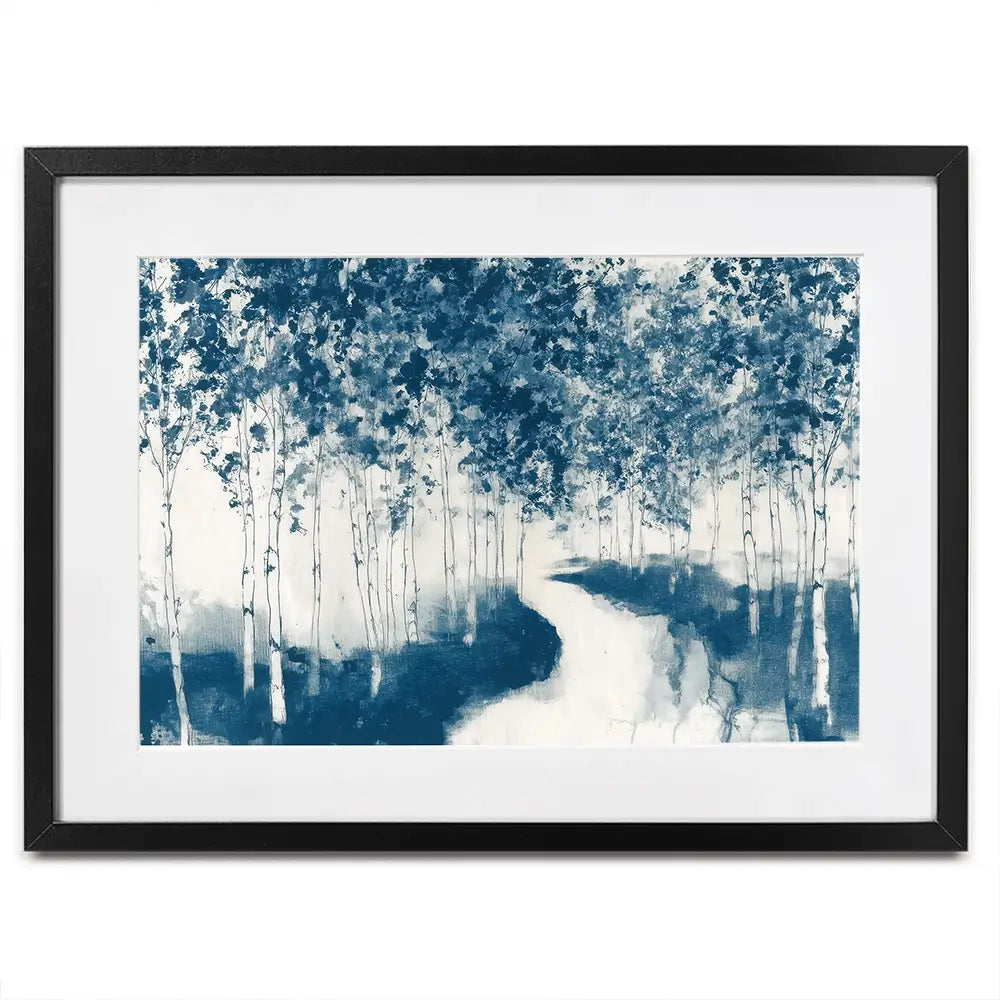 Winding Path Through Birch Trees Framed Art Print Winding Path Through Birch Trees Framed Art Print wall art product Chromatic Storm Studio