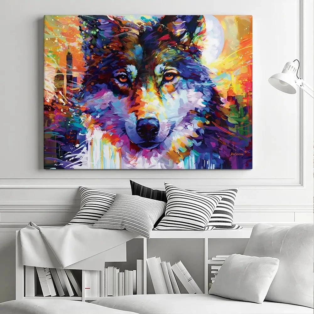 Wolfs Journey Leads To The City Canvas Print Wolfs Journey Leads To The City Canvas Print wall art product Leon Devenice
