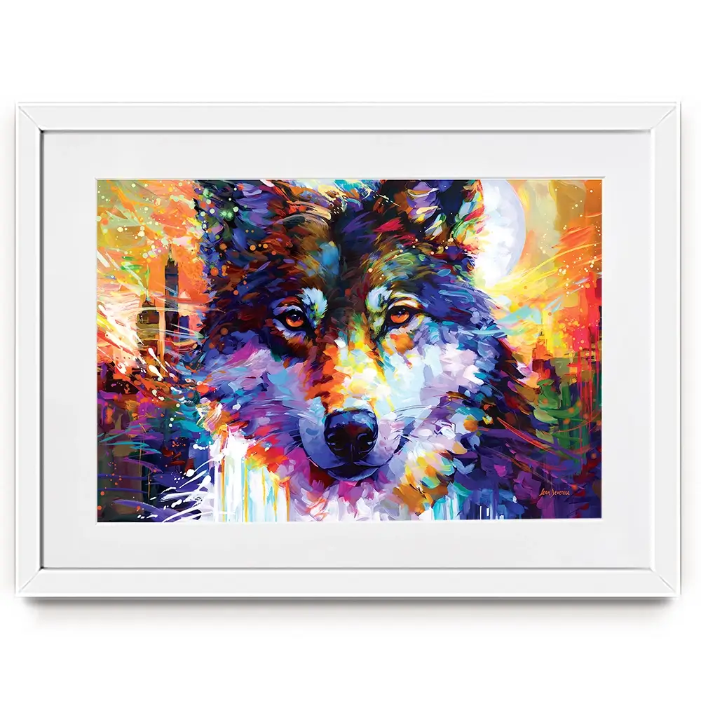Wolfs Journey Leads To The City Framed Art Print Wolfs Journey Leads To The City Framed Art Print wall art product Leon Devenice