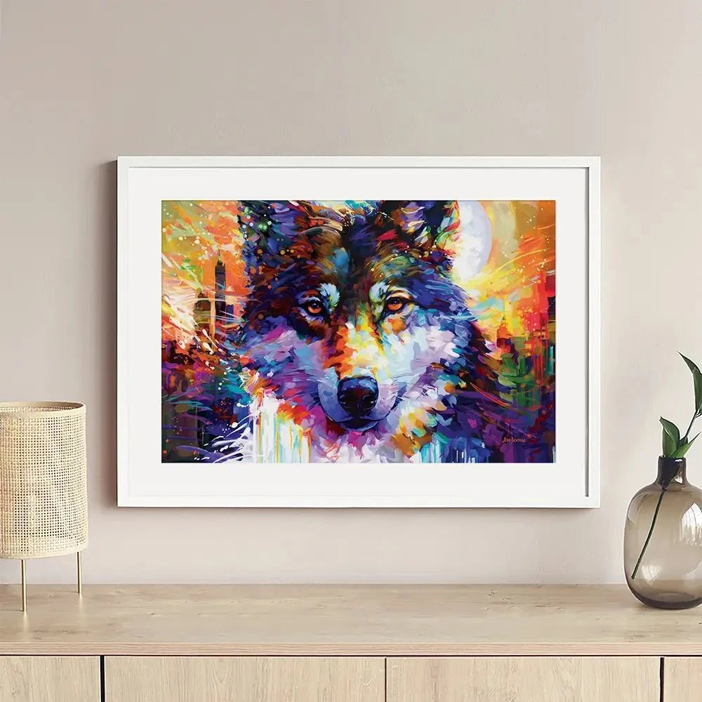 Wolfs Journey Leads To The City Framed Art Print Wolfs Journey Leads To The City Framed Art Print wall art product Leon Devenice