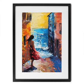 Woman Walking By The Sea Framed Art Print Woman Walking By The Sea Framed Art Print wall art product Elena Avanesova