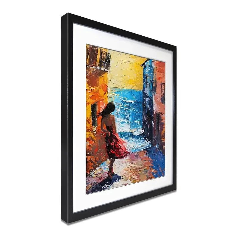 Woman Walking By The Sea Framed Art Print Woman Walking By The Sea Framed Art Print wall art product Elena Avanesova