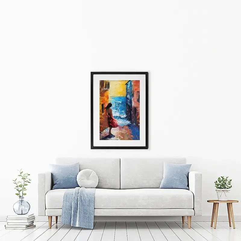 Woman Walking By The Sea Framed Art Print Woman Walking By The Sea Framed Art Print wall art product Elena Avanesova