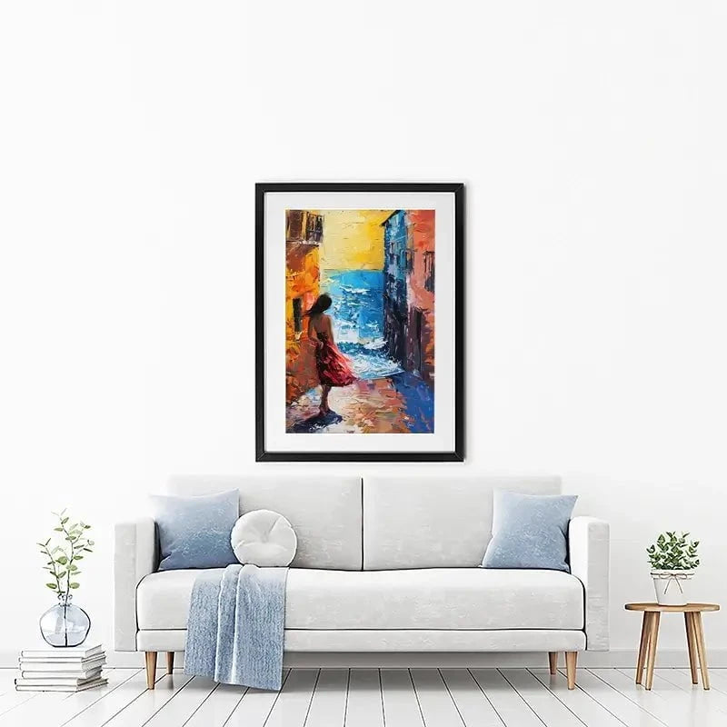 Woman Walking By The Sea Framed Art Print Woman Walking By The Sea Framed Art Print wall art product Elena Avanesova