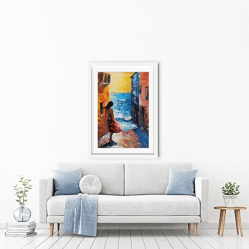 Woman Walking By The Sea Framed Art Print Woman Walking By The Sea Framed Art Print wall art product Elena Avanesova