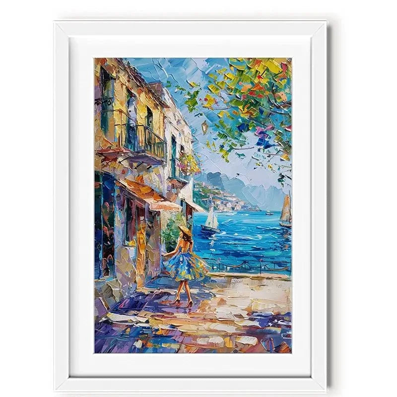 Woman Walking Down The Street Framed Art Print Woman Walking Down The Street Framed Art Print wall art product Elena Avanesova