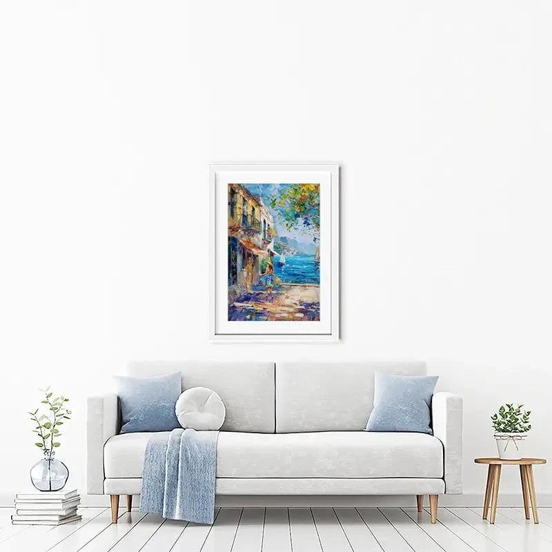 Woman Walking Down The Street Framed Art Print Woman Walking Down The Street Framed Art Print wall art product Elena Avanesova