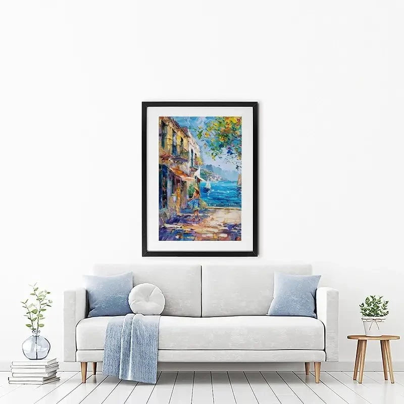 Woman Walking Down The Street Framed Art Print Woman Walking Down The Street Framed Art Print wall art product Elena Avanesova