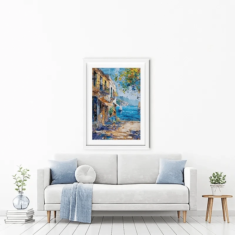 Woman Walking Down The Street Framed Art Print Woman Walking Down The Street Framed Art Print wall art product Elena Avanesova