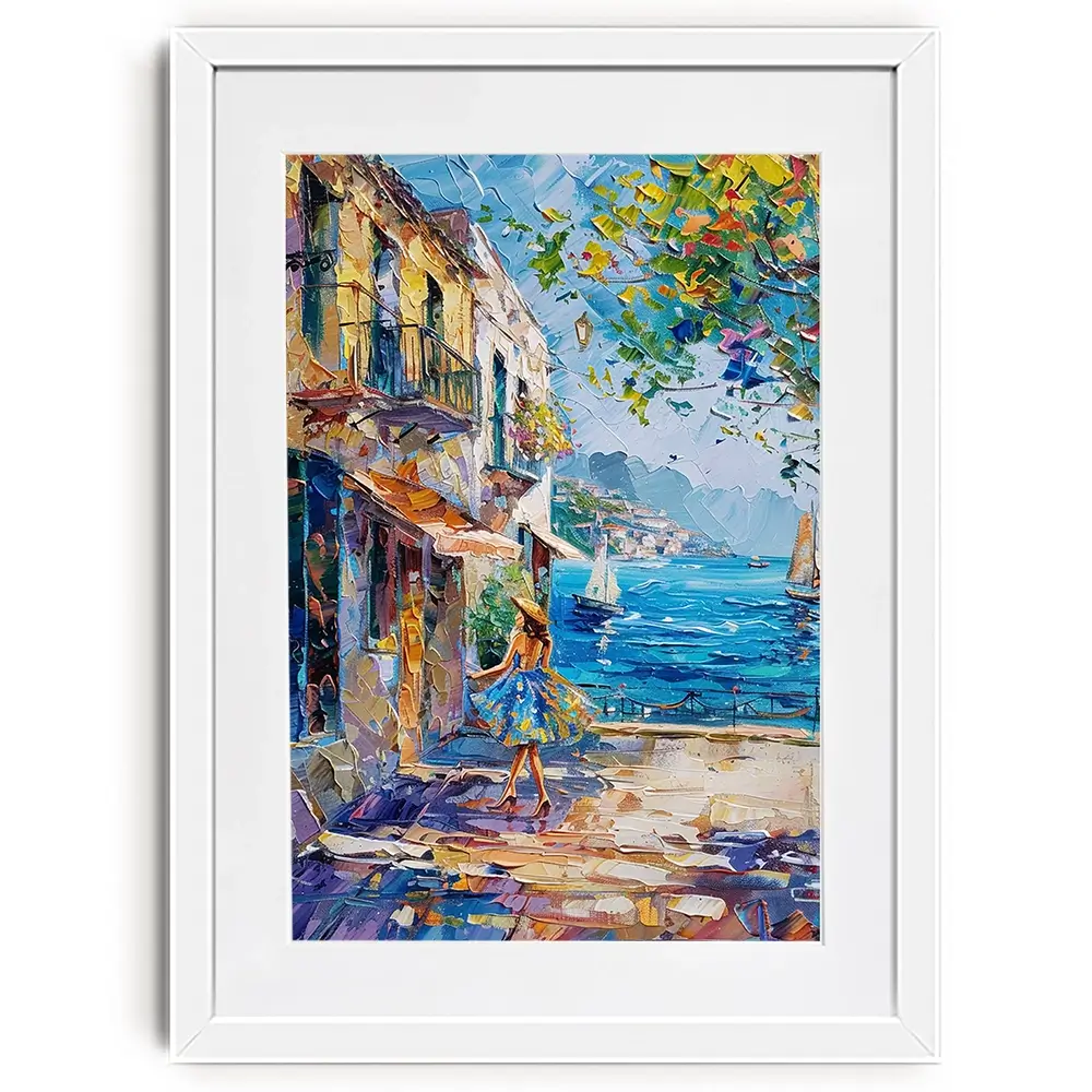Woman Walking Down The Street Framed Art Print Woman Walking Down The Street Framed Art Print wall art product Elena Avanesova