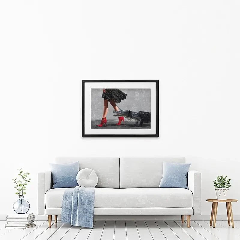 Woman With Crocodile Framed Art Print Woman With Crocodile Framed Art Print wall art product Svetlana Aleynikova