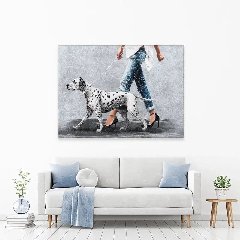 Woman With Dalmation Canvas Print Woman With Dalmation Canvas Print wall art product Svetlana Aleynikova