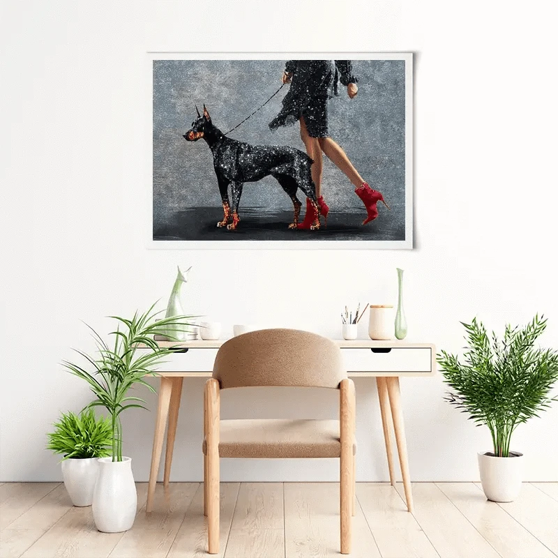 Woman With Doberman Art Print Woman With Doberman Art Print wall art product Svetlana Aleynikova