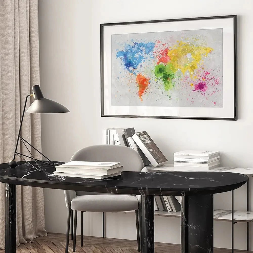 World Map Paint Splash Framed Art Print World Map Paint Splash Framed Art Print wall art product Lightman4289 / Shutterstock