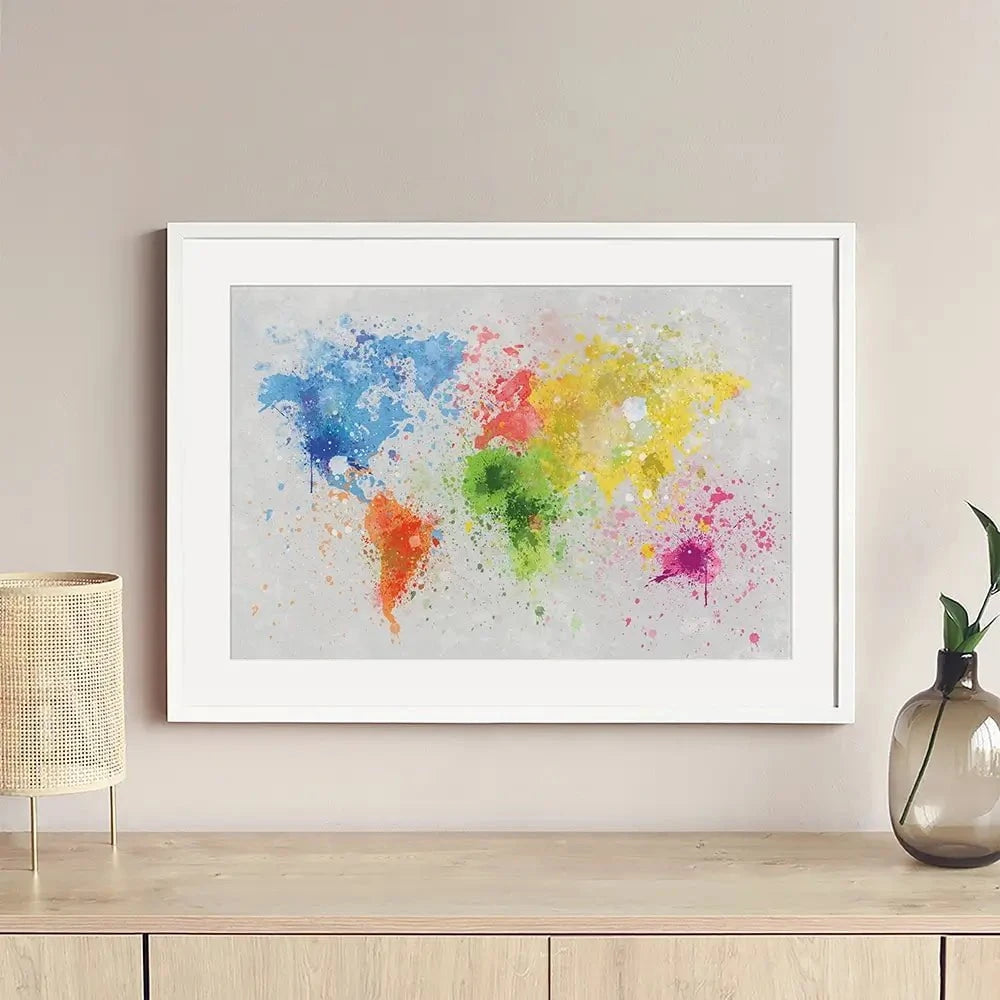 World Map Paint Splash Framed Art Print World Map Paint Splash Framed Art Print wall art product Lightman4289 / Shutterstock