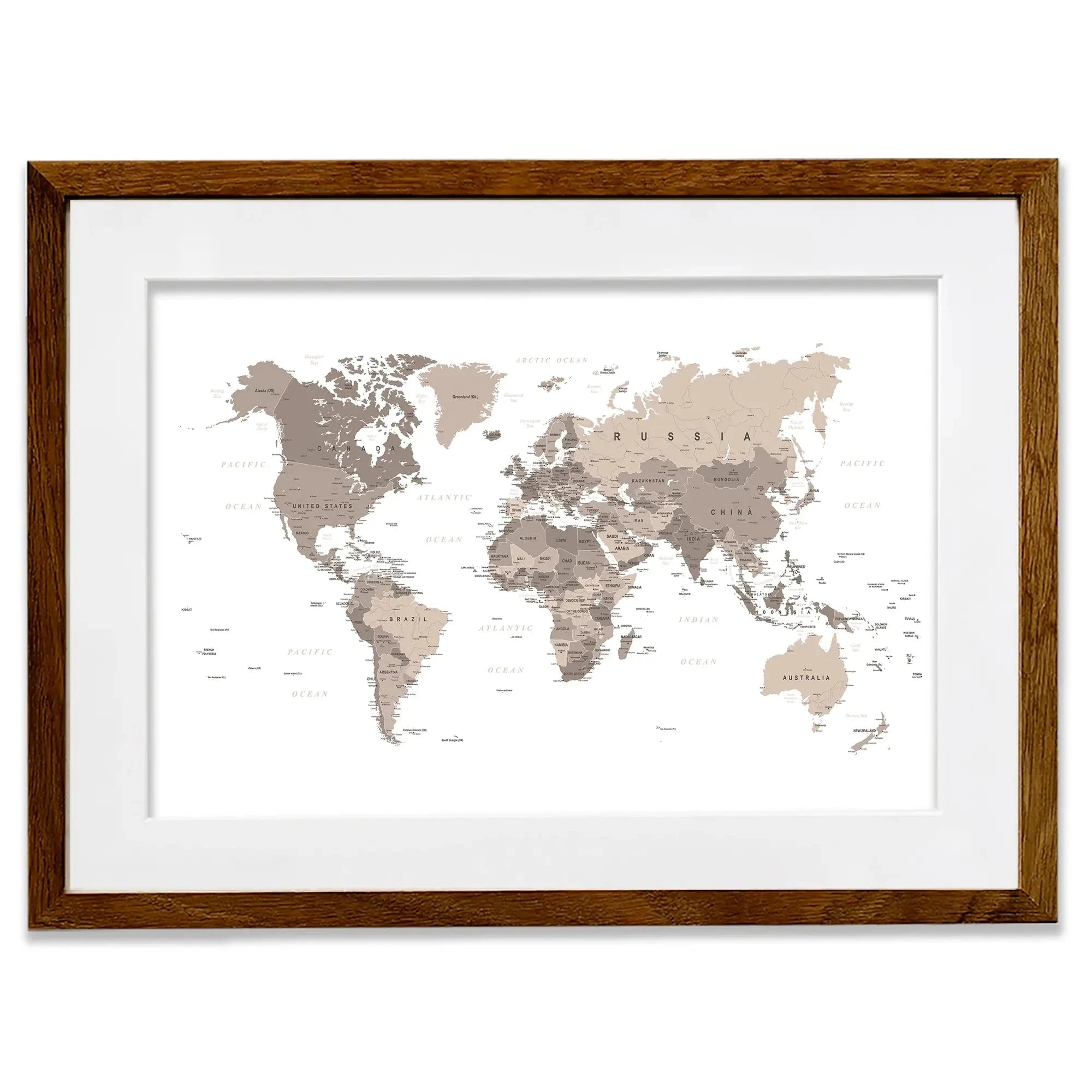 World Map Sepia Framed Art Print World Map Sepia Framed Art Print wall art product H Goossens