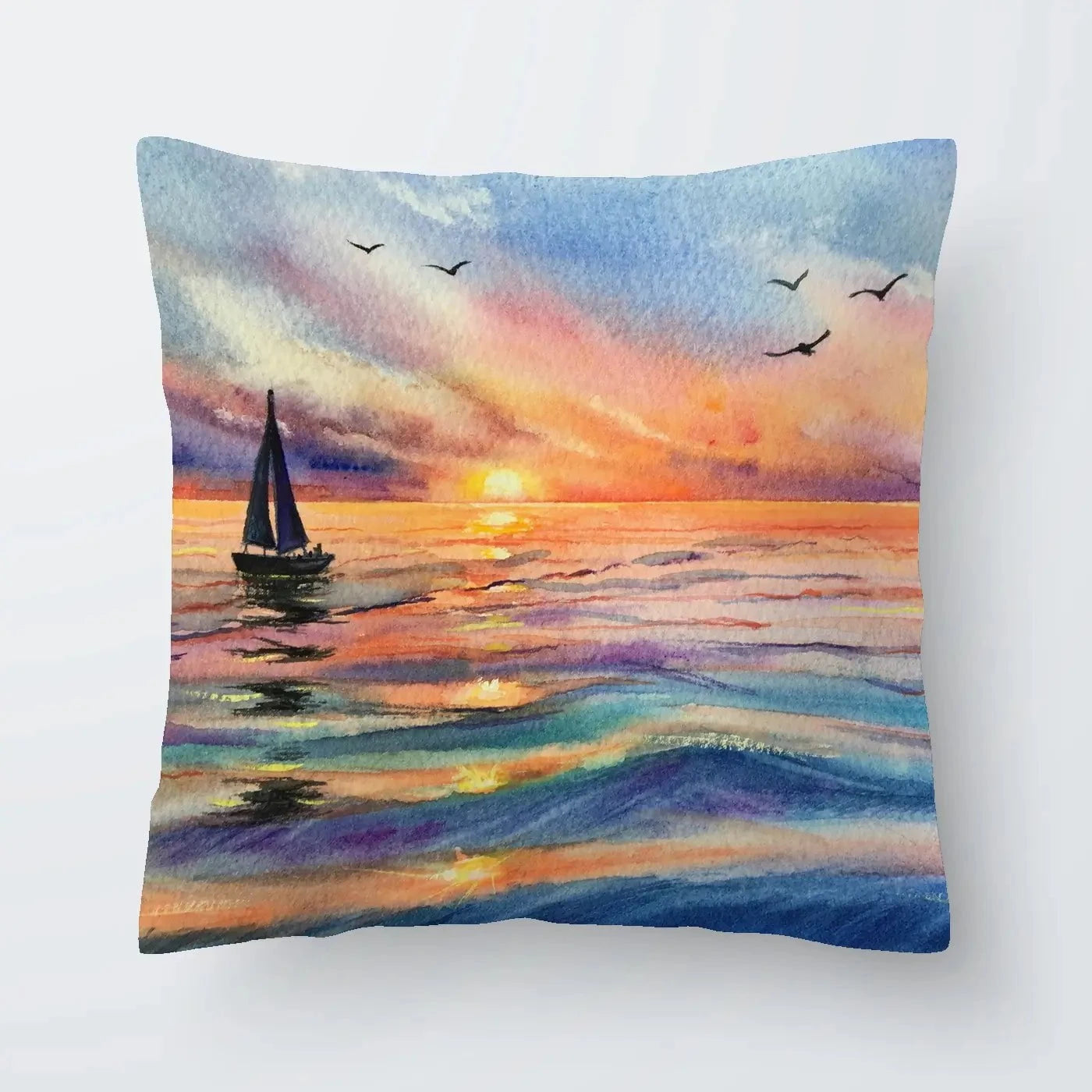 Yacht At Sunset Cushion Yacht At Sunset Cushion wall art product EL_Art / Shutterstock