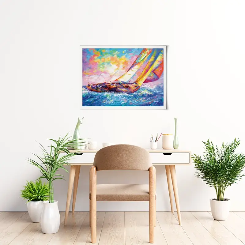 Yacht Sailing In A Race Art Print Yacht Sailing In A Race Art Print wall art product Leon Devenice
