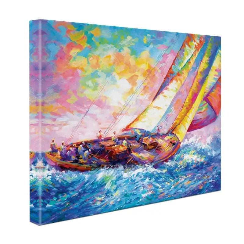 Yacht Sailing In A Race Canvas Print Yacht Sailing In A Race Canvas Print wall art product Leon Devenice
