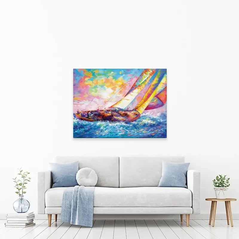 Yacht Sailing In A Race Canvas Print Yacht Sailing In A Race Canvas Print wall art product Leon Devenice
