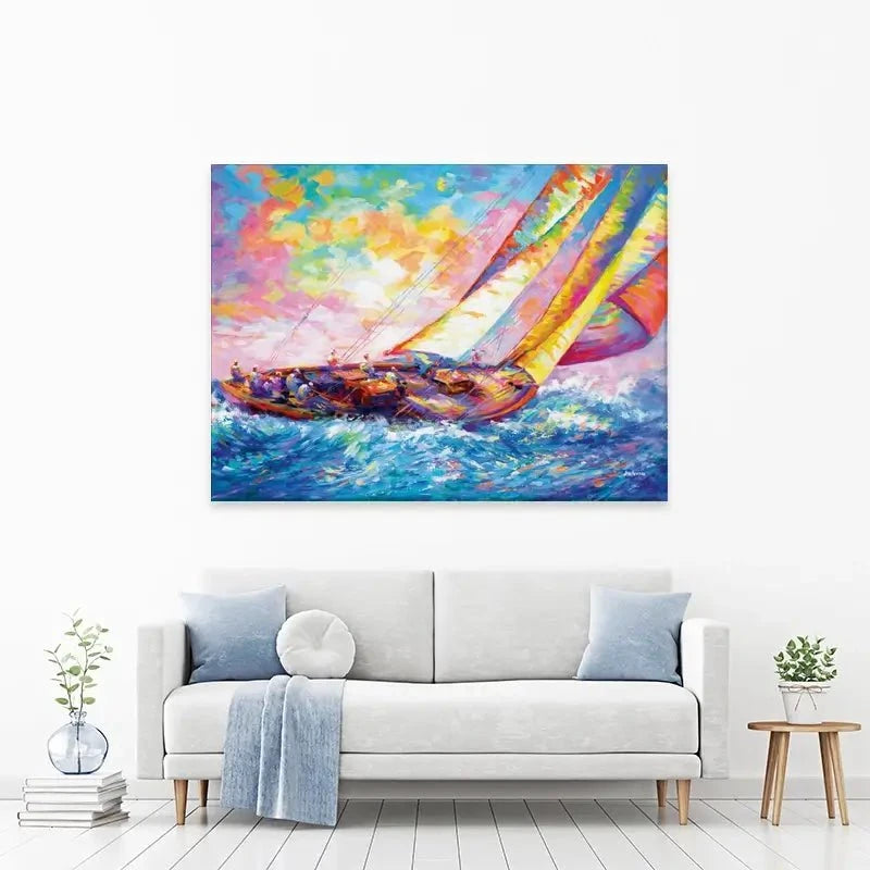 Yacht Sailing In A Race Canvas Print Yacht Sailing In A Race Canvas Print wall art product Leon Devenice