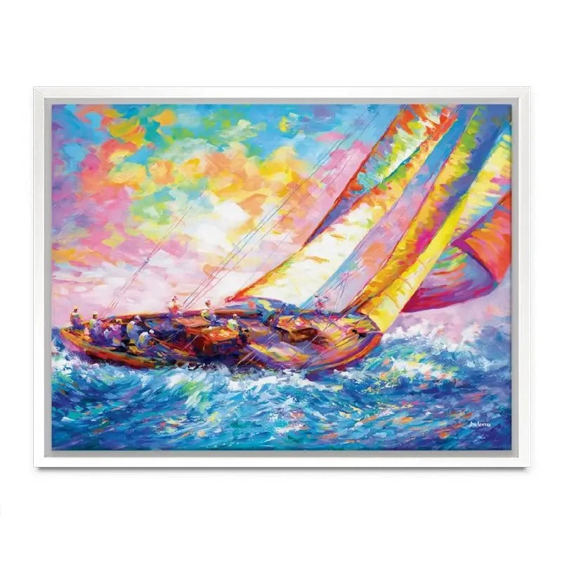 Yacht Sailing In A Race Canvas Print Yacht Sailing In A Race Canvas Print wall art product Leon Devenice