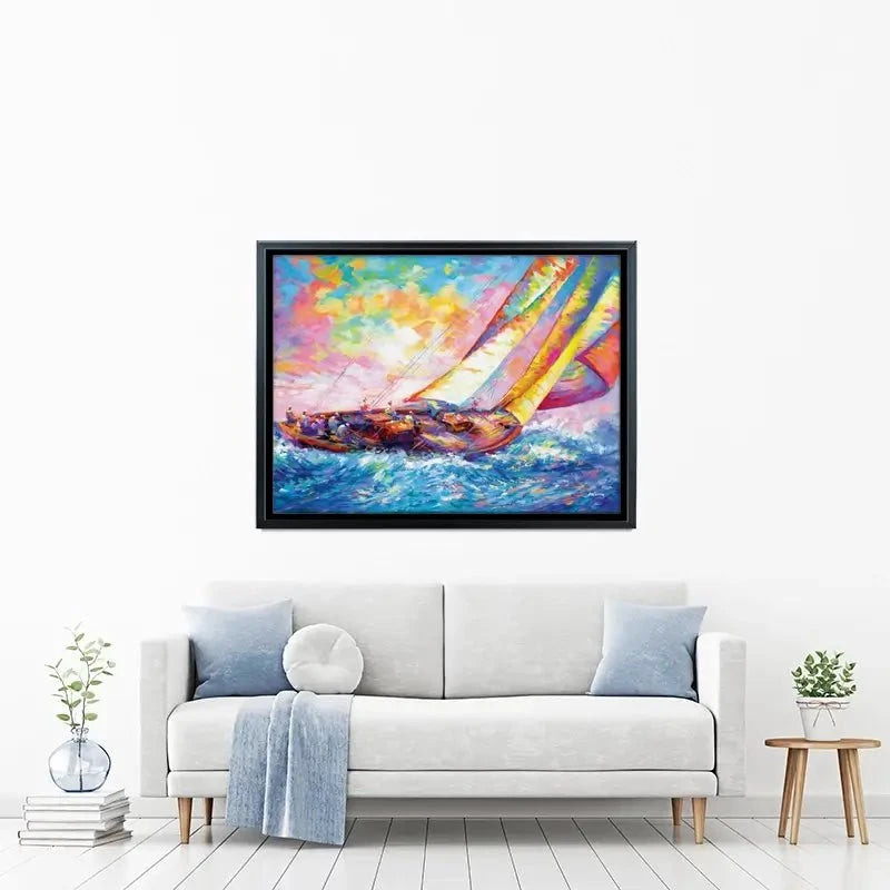 Yacht Sailing In A Race Canvas Print Yacht Sailing In A Race Canvas Print wall art product Leon Devenice