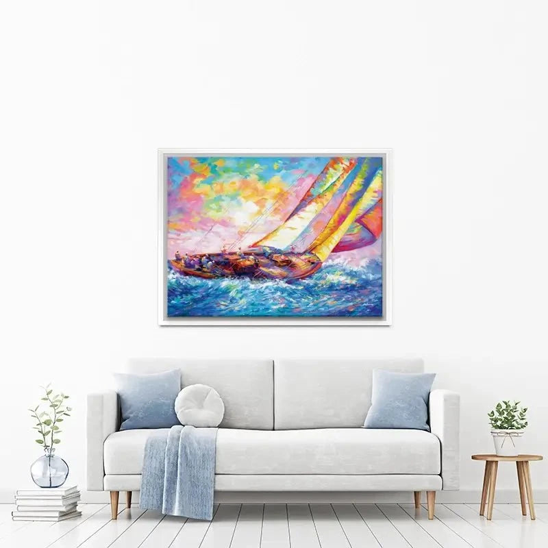 Yacht Sailing In A Race Canvas Print Yacht Sailing In A Race Canvas Print wall art product Leon Devenice