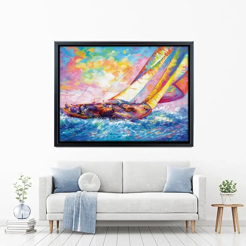 Yacht Sailing In A Race Canvas Print Yacht Sailing In A Race Canvas Print wall art product Leon Devenice