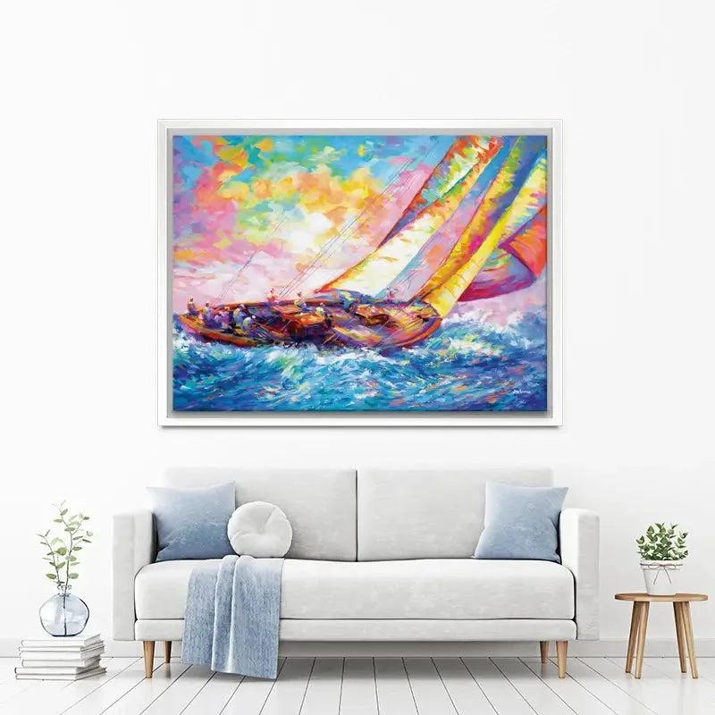 Yacht Sailing In A Race Canvas Print Yacht Sailing In A Race Canvas Print wall art product Leon Devenice
