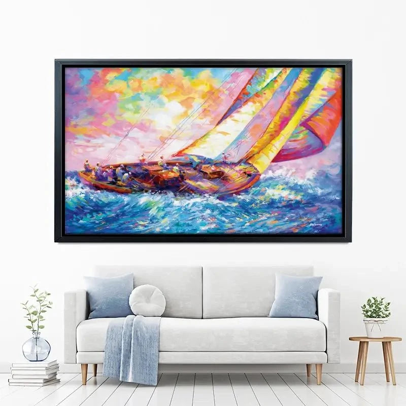 Yacht Sailing In A Race Canvas Print Yacht Sailing In A Race Canvas Print wall art product Leon Devenice