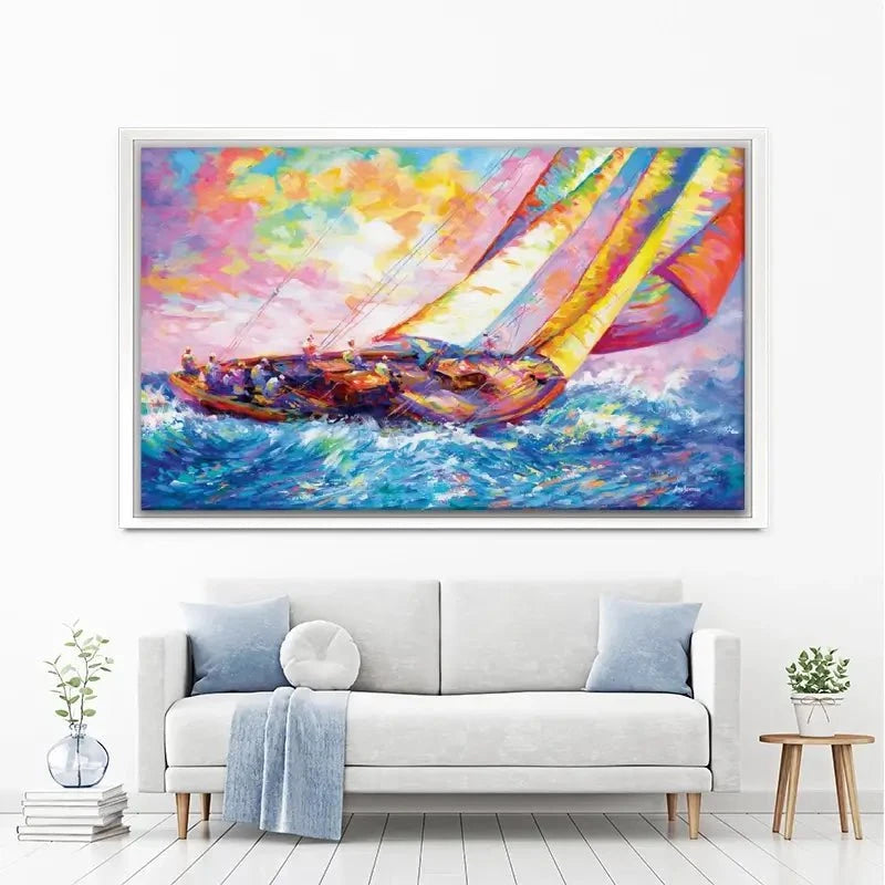 Yacht Sailing In A Race Canvas Print Yacht Sailing In A Race Canvas Print wall art product Leon Devenice