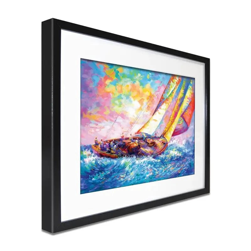 Yacht Sailing In A Race Framed Art Print Yacht Sailing In A Race Framed Art Print wall art product Leon Devenice