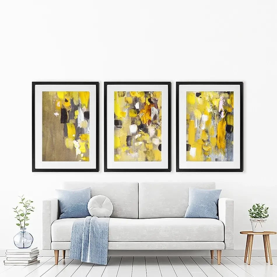 Yellow Abstract Framed Art Print Trio Yellow Abstract Framed Art Print Trio wall art product Anna Selina / Shutterstock
