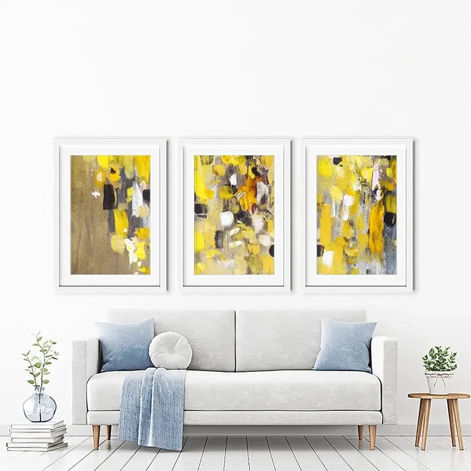 Yellow Abstract Framed Art Print Trio Yellow Abstract Framed Art Print Trio wall art product Anna Selina / Shutterstock