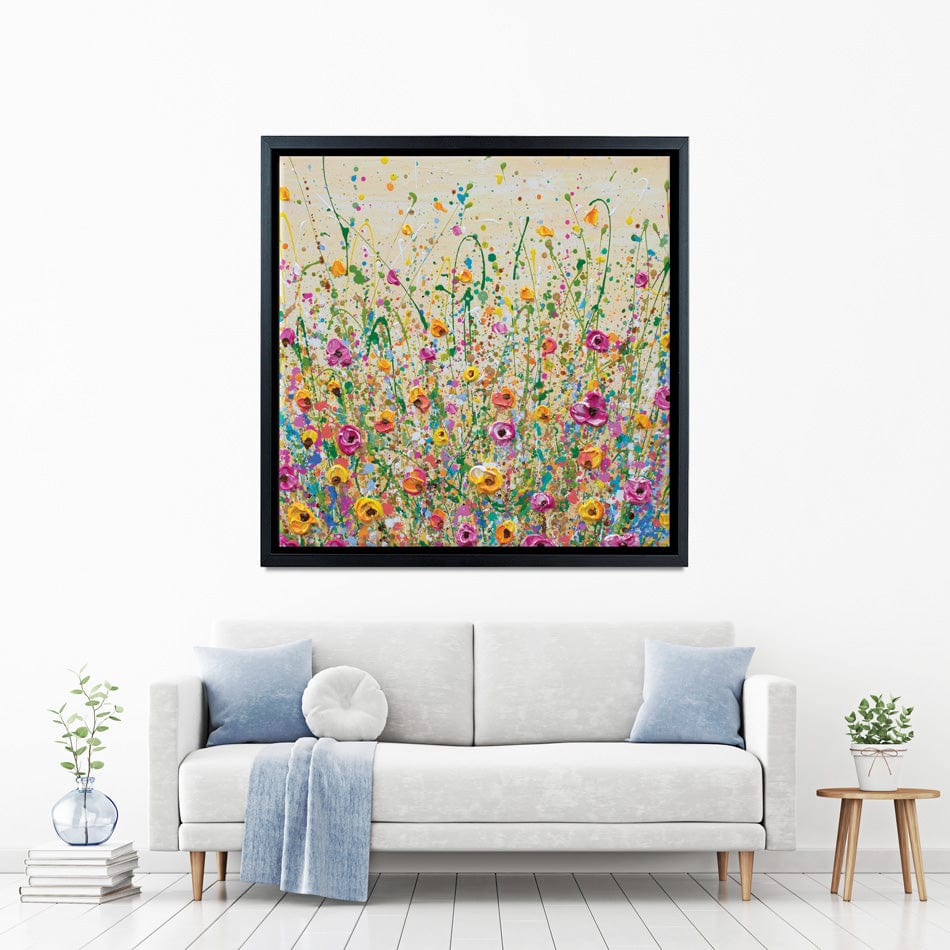 Yellow Meadow Square Canvas Print wall art product Olga Tkachyk