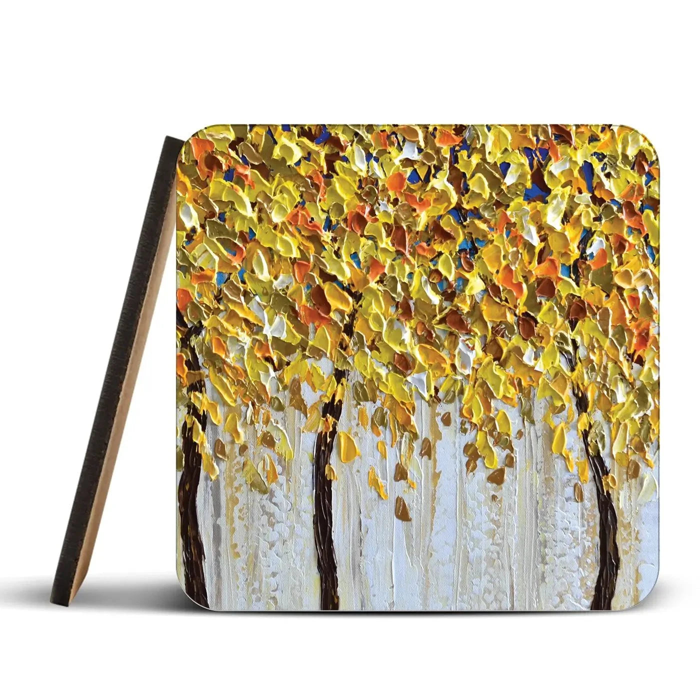 Yellow Trees Coaster Set Rainbow Soul Tree Coaster Set | Rainbow Soul Tree Art Coasters wall art product Olga Tkachyk