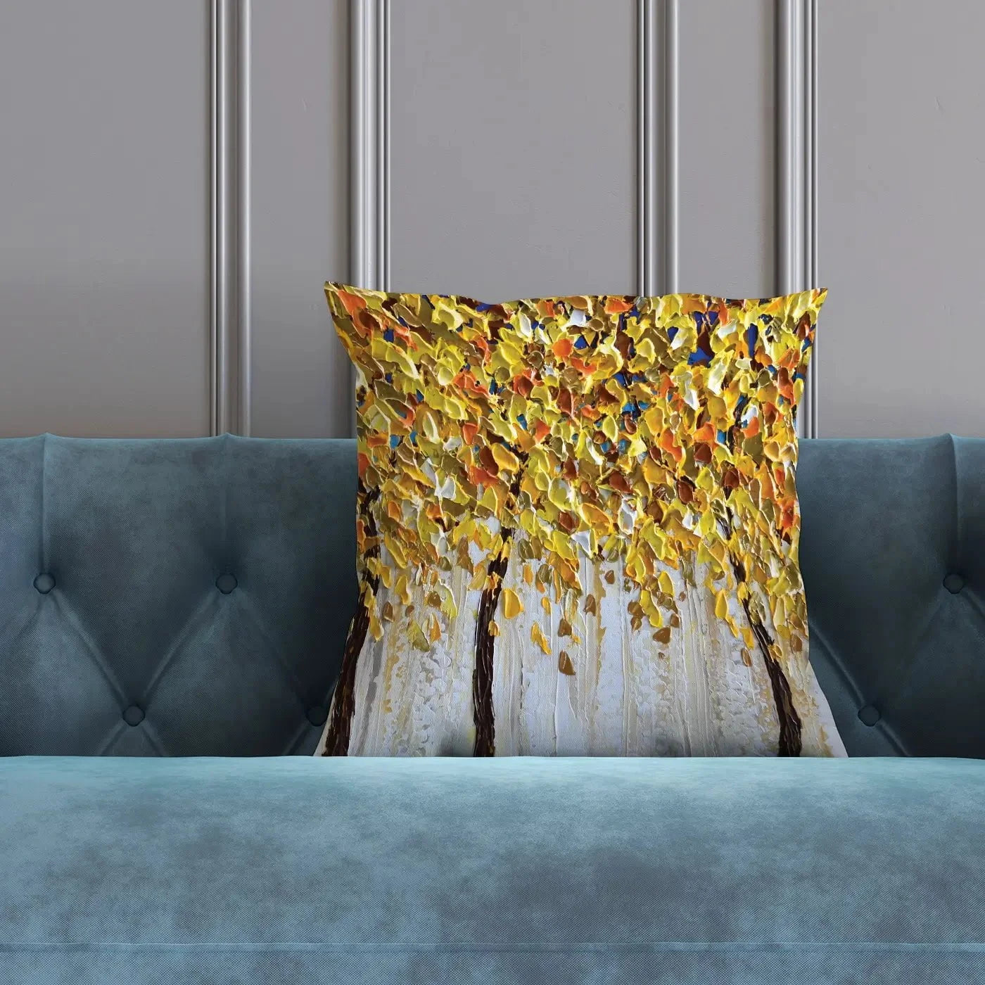 Yellow Trees Cushion Yellow Trees Cushion wall art product Olga Tkachyk