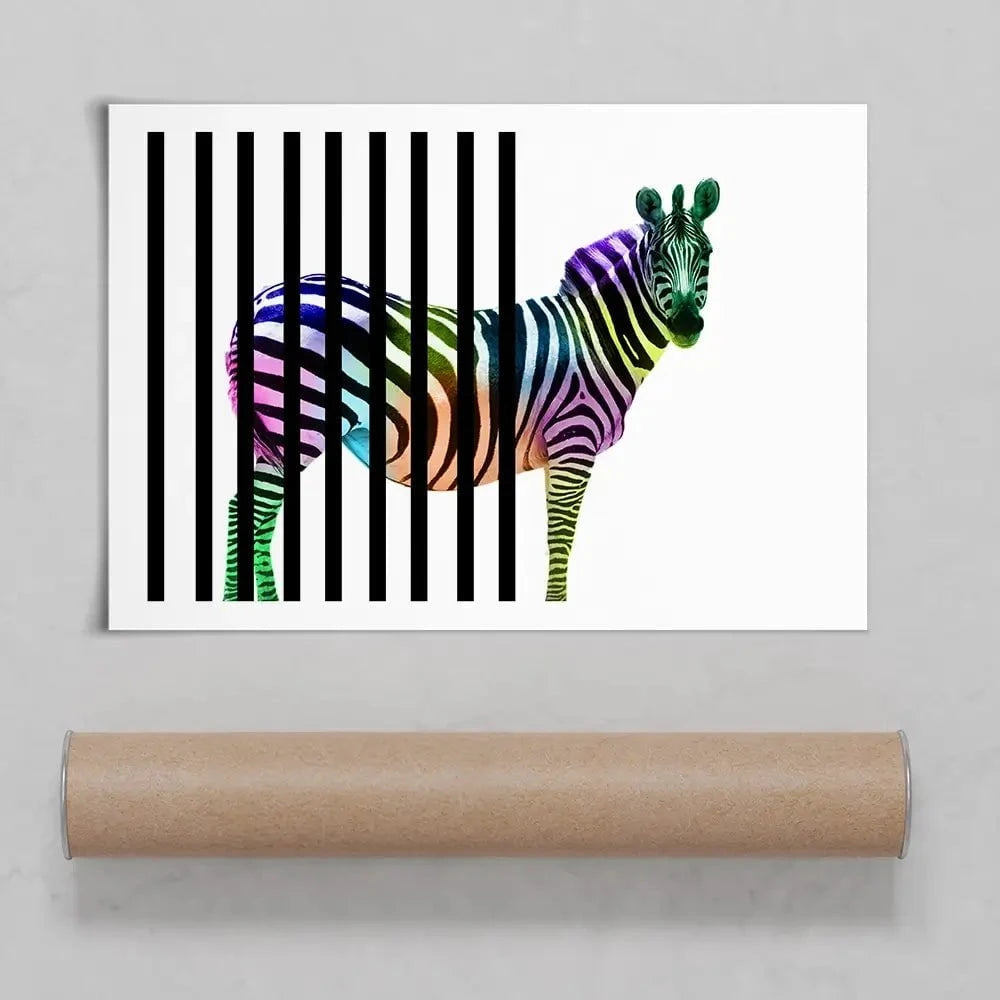 Zebra Behind Bars Art Print Zebra Behind Bars Art Print wall art product Eavaz / Shutterstock