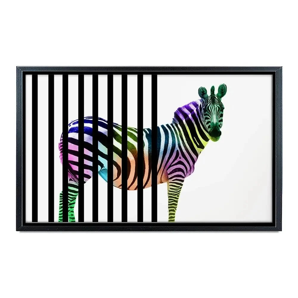 Zebra Behind Bars Canvas Print Zebra Behind Bars Canvas Print wall art product Eavaz / Shutterstock