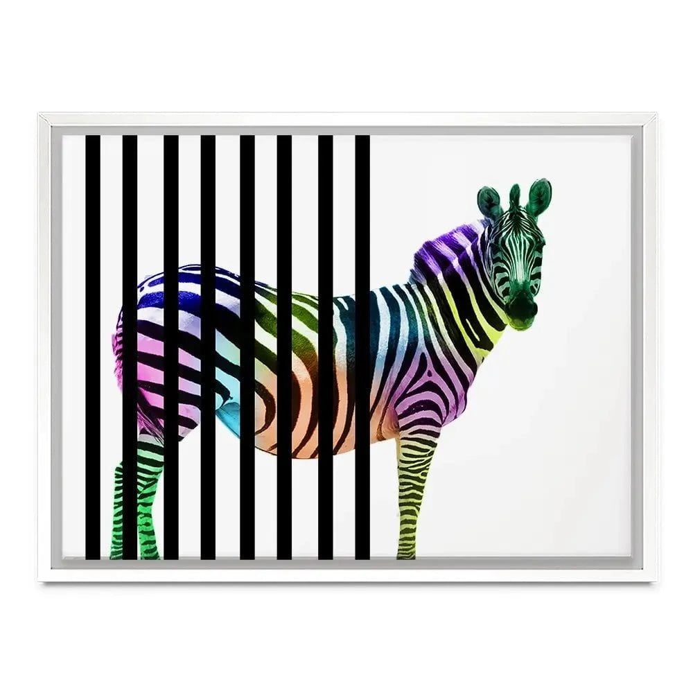 Zebra Behind Bars Canvas Print Zebra Behind Bars Canvas Print wall art product Eavaz / Shutterstock