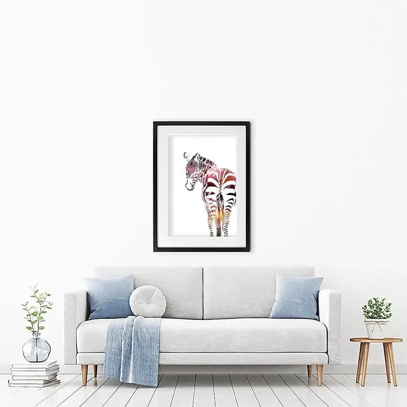 Zebra On White Framed Art Print Zebra On White Framed Art Print wall art product Sarah Manovski