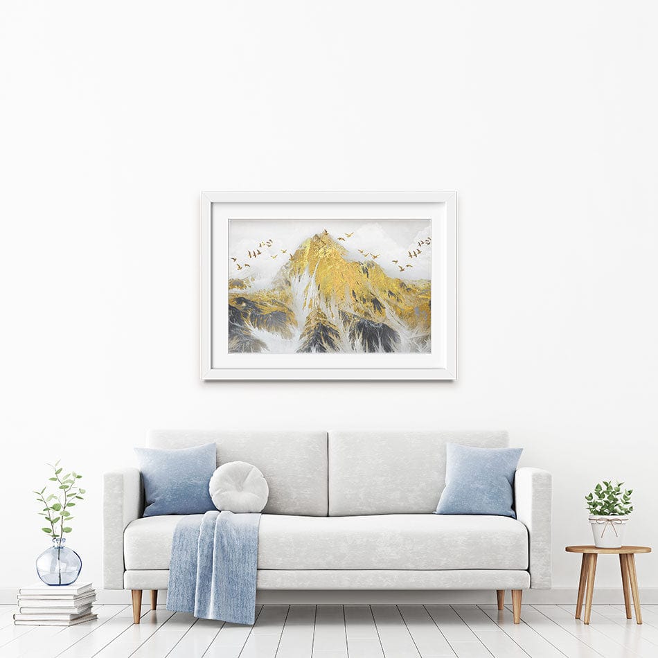 Birds And Peaks Framed Art Print wall art product jesseyy / Shutterstock