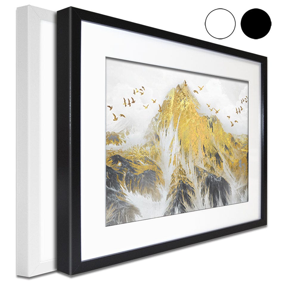 Birds And Peaks Framed Art Print wall art product jesseyy / Shutterstock